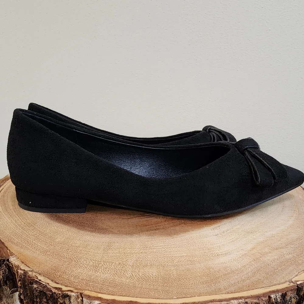 C. Paravano BowKnot Suede Flats (Aida) Black Size 37 (US Size 6.5)